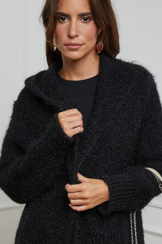 Gilet long à capuche - Noir