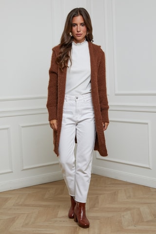 Gilet long à capuche - Marron