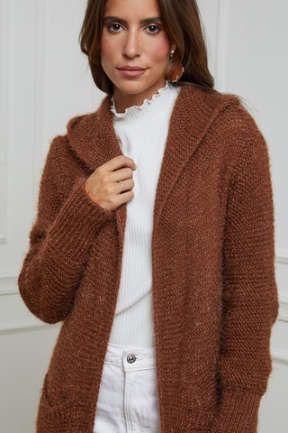 Gilet long à capuche - Marron