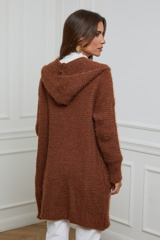 Gilet long à capuche - Marron