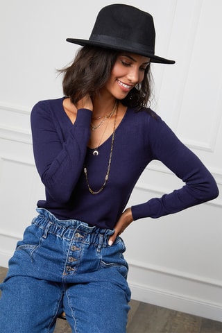 Pull en cachemire - Bleu marine