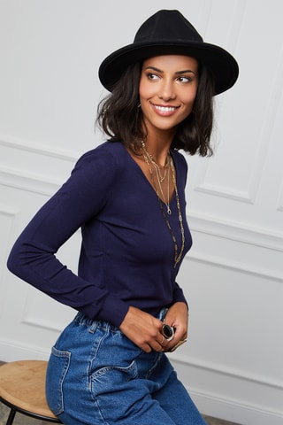 Pull en cachemire - Bleu marine