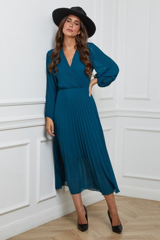 Robe plissée - Bleu canard