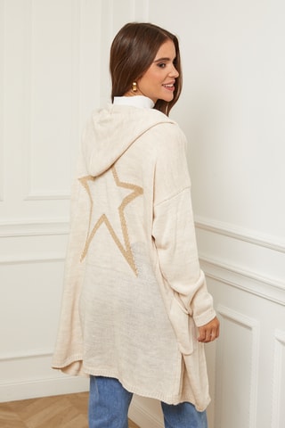 Gilet long à capuche - Beige