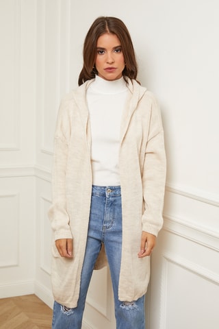 Gilet long à capuche - Beige