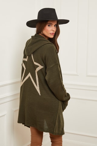 Gilet long à capuche - Kaki