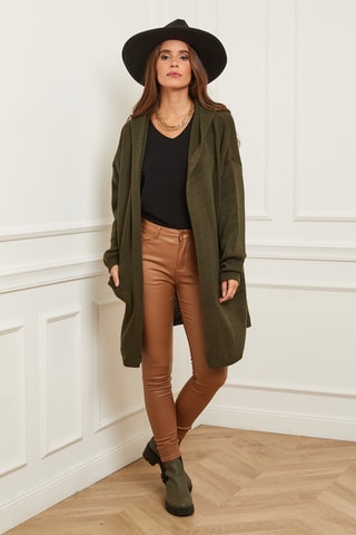 Gilet long à capuche - Kaki