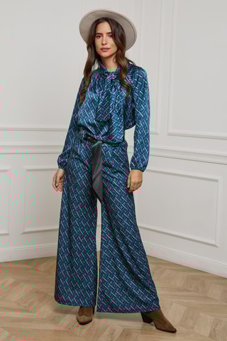 Pantalon palazzo - Bleu pétrole