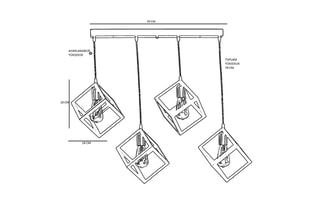 Hanglhamp Siyaha - Zwart en Grijs - 4 x 60 W