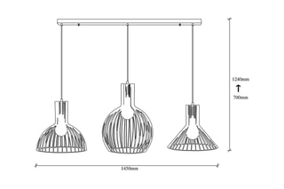 Hanglamp Fellini - Zwart - 3 x 100 W