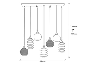 Hanglamp Smoked - Zwart - 7 x 60 W