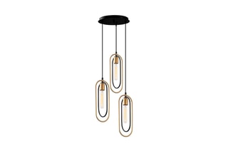 Hanglamp Cerco - Zwart en Goudkleurig - 3 x 60 W