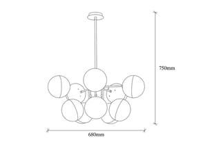 Hanglamp Karsor - Goudkleurig - 10 x 60 W