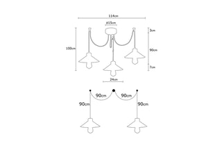 Hanglamp Spin Manavgat - Zwart en Koperkleurig - 3 x 40 W