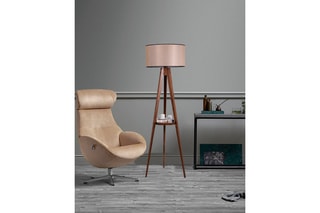 Houten Staanlamp Beige en Naturel