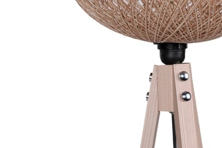 Staanlamp op Driepoot Crème en houtimitatie
