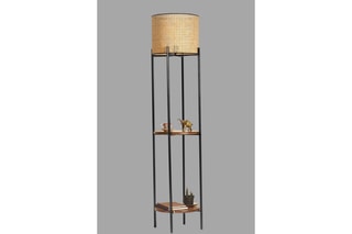 Staanlamp Vega   Zwart en Naturel