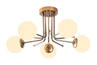 Hanglamp Daisy - Goudkleurig en Wit - 5 x 100 W