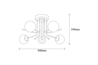 Hanglamp Daisy - Goudkleurig en Wit - 5 x 100 W