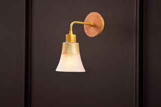 Houten Wandlamp - Goudkleurig en Naturel