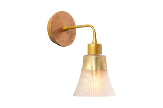 Houten Wandlamp - Goudkleurig en Naturel