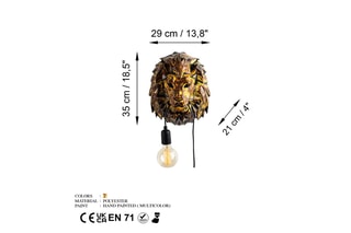 Wandlamp Lion Head Zwart en Geel