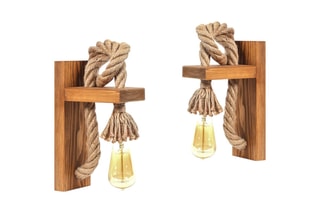 2 Houten Wandlampenp - Naturel