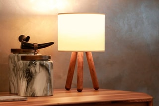 Houten Tafellamp Ayd - Naturel en Beige