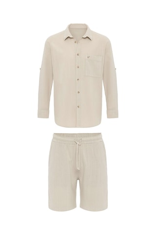 Chemise oversize et short - Beige