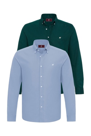 2 chemises - Bleu et vert