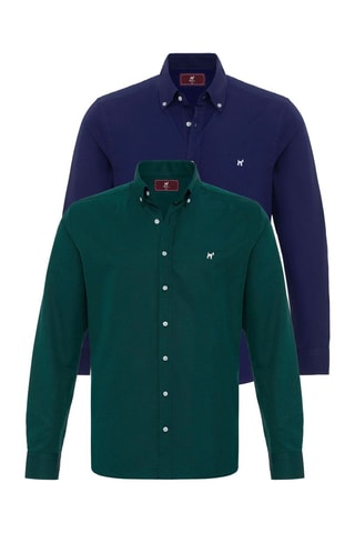 2 chemises - Bleu marine et vert