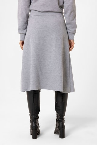 Jupe midi taille haute - Gris clair chiné