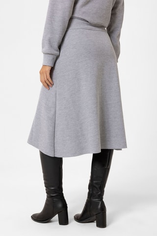 Jupe midi taille haute - Gris clair chiné