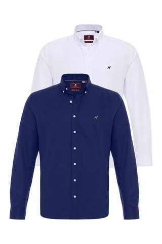 2 chemises - Bleu marine et blanc
