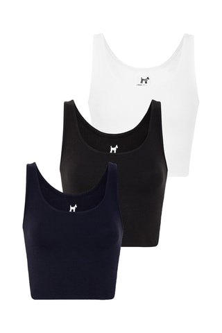 3 crops top - Bleu marine et noir