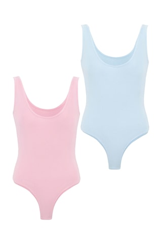 2 bodys - Rose et bleu clair