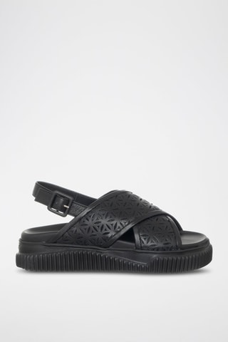Leren Platform Sandalen Lisa - Zwart