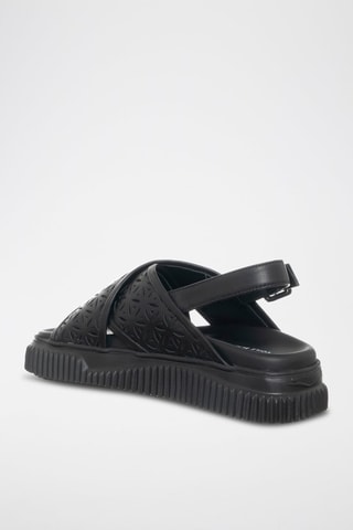Leren Platform Sandalen Lisa - Zwart