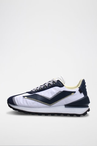 Leren Sneakers Qwark Voile Blanche - Marineblauw en Wit