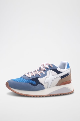 Kalfsleren en Nubuck Sneakers Yak - Hemelsblauw en Wit 