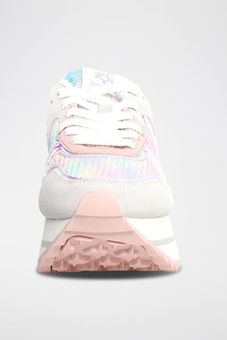 Leren Platform Sneakers Deva - Wit en roze