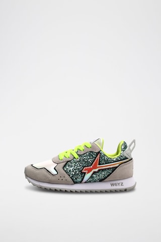 Nubuck Sneakers Jet - Wit en Donkergroen  