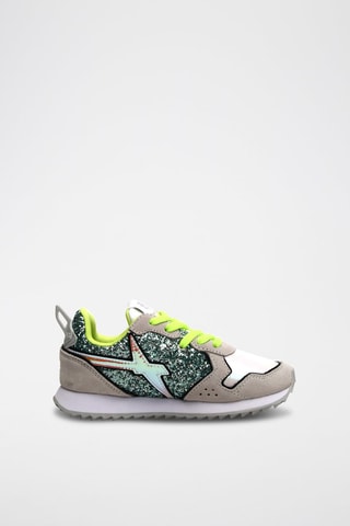 Nubuck Sneakers Jet - Wit en Donkergroen  