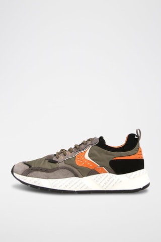 Leren en Nubuck Sneakers Club18 - Kaki en Grijs