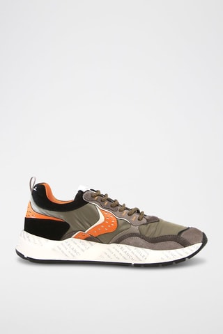Leren en Nubuck Sneakers Club18 - Kaki en Grijs