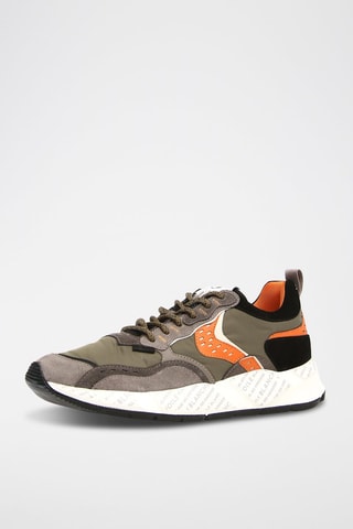 Leren en Nubuck Sneakers Club18 - Kaki en Grijs