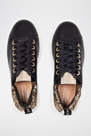 Leren Platform Sneakers Wembley - Zwart en Goudkleurig