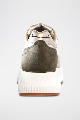 Nubuck Platform Sneakers Lana - Lichtbeige en Kaki
