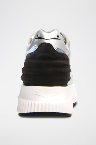 Geitenleren Platform Sneakers Lana - Zilverkleurig en Donkergrijs