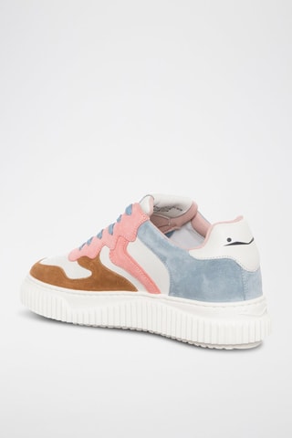 Leren Sneakers Laura- Bruin en Donkergrijs